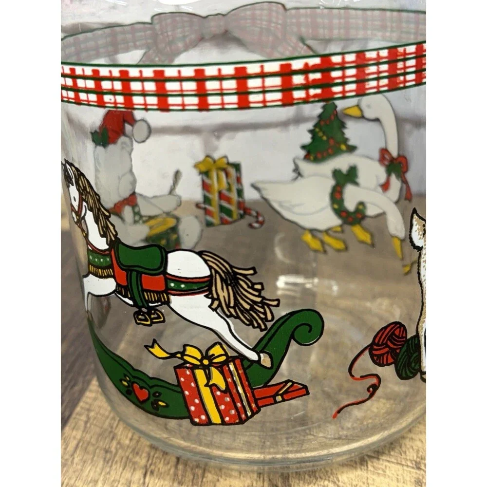 2 Christmas Goose Canisters Anchor Hocking Latching Lid Jars No. 9 Geese